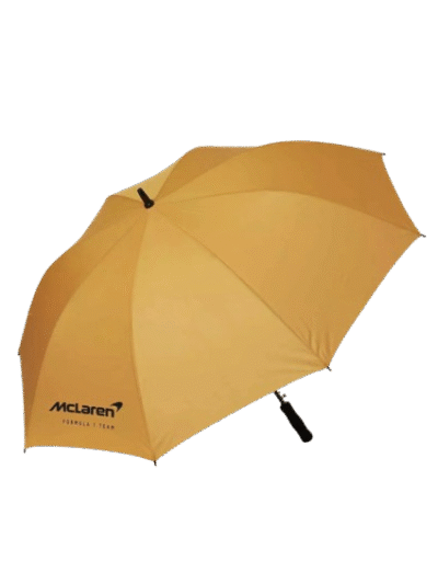 mclaren formula 1 team golf umbrella folded closed view papaya stripes