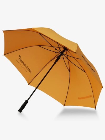 mclaren formula 1 team golf umbrella folded closed view papaya stripes