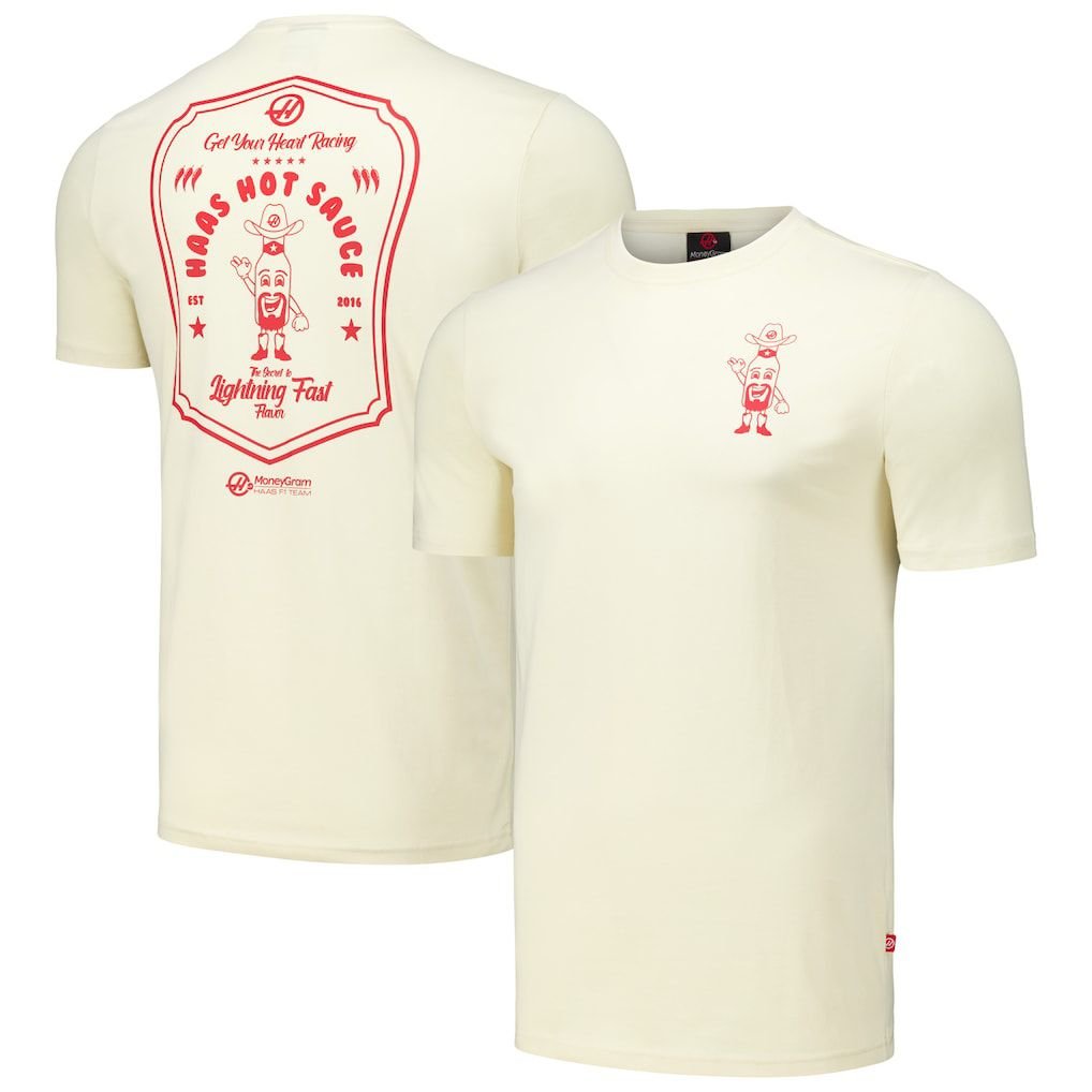 Men's Cream Haas F1 Team Hot Sauce T-Shirt – Buy Online at 4RACING2.AE