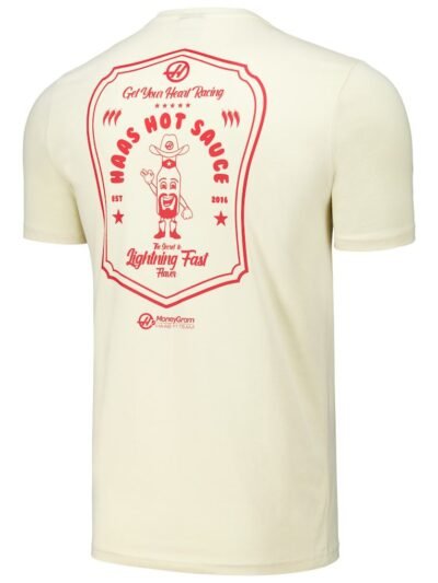 Men's Cream Haas F1 Team Hot Sauce T-Shirt – Buy Online at 4RACING2.AE