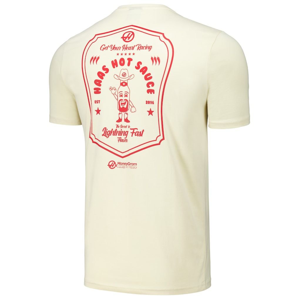 Men's Cream Haas F1 Team Hot Sauce T-Shirt – Buy Online at 4RACING2.AE