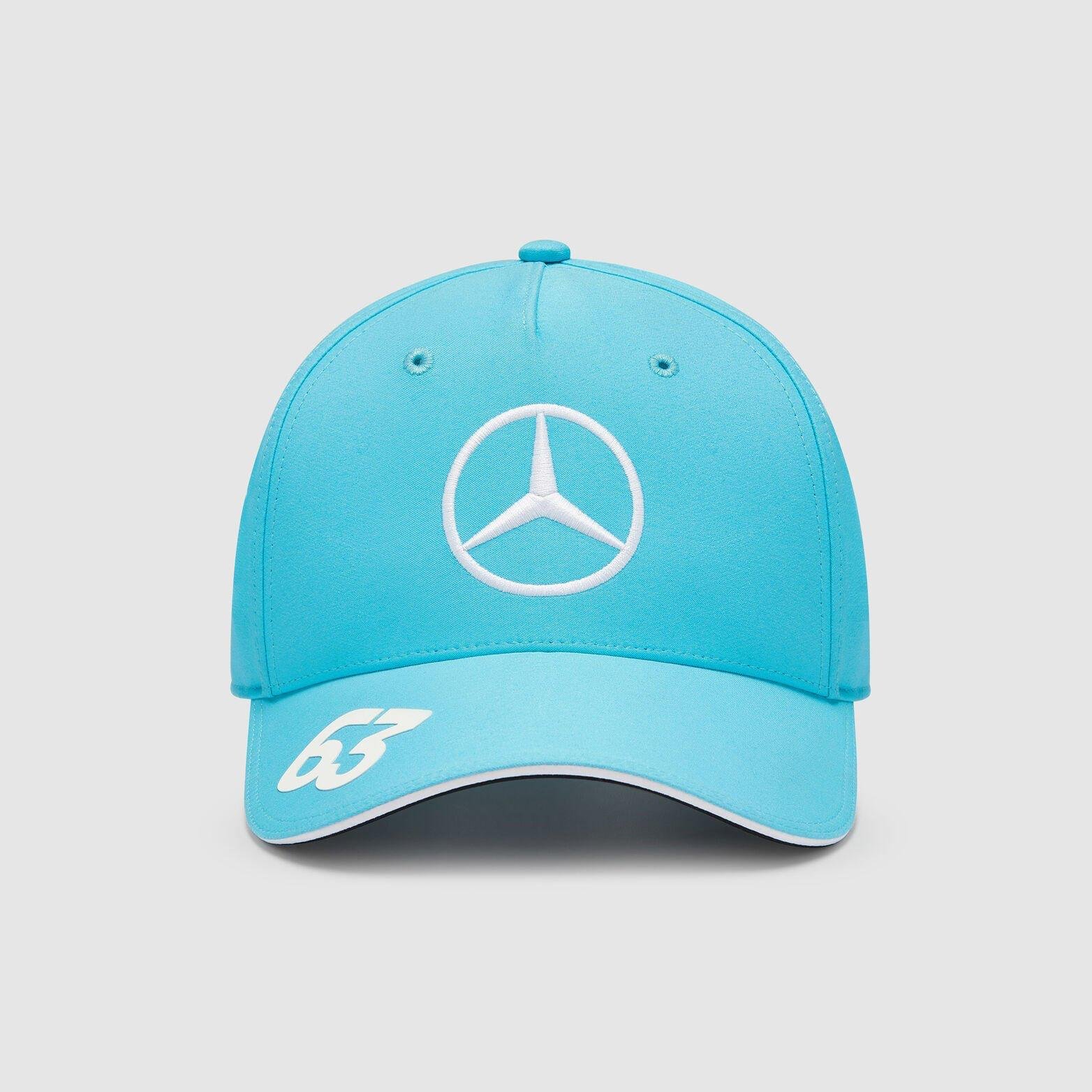 side view Mercedes-AMG Petronas F1 Team George Russell cap showing team logo and adjustable strap