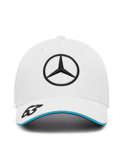 “Mercedes-AMG F1 George Russell 63 cap visor close-up embroidered driver number