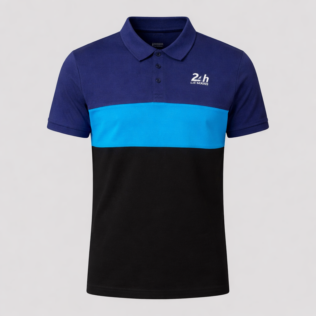 Le Mans 24 Hours Men's Heritage Logo Tri-Color Polo- Navy/Black